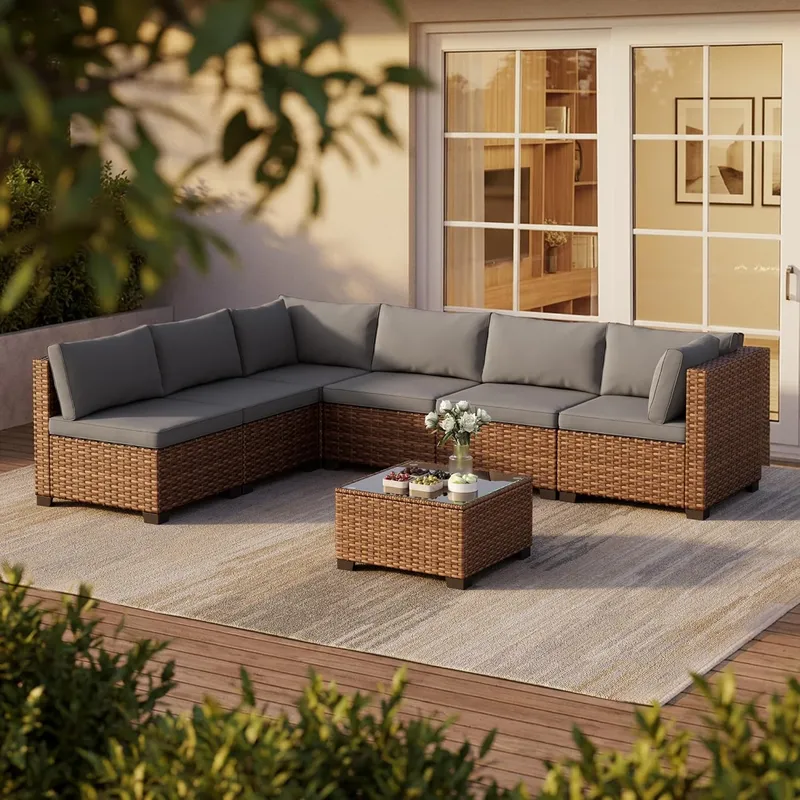Qsun Outdoor Sectional Rattan Sofa Set